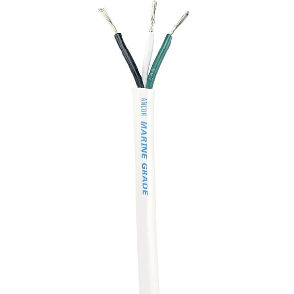 Primary Wire, Marine, 14 AWG, 3C C, White, Vinyl, Stranded, 600V, 250 ft.